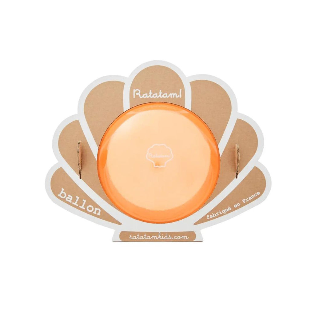 Ratatam Ballon Coquillage orange - Fabriqué en France-  Qualité supérieure et durable parfaitement adapté aux petites mains et à la dextérité des tout-petits- Fabriqué avec des matériaux durables et de qualité -En PVC sans phtalates