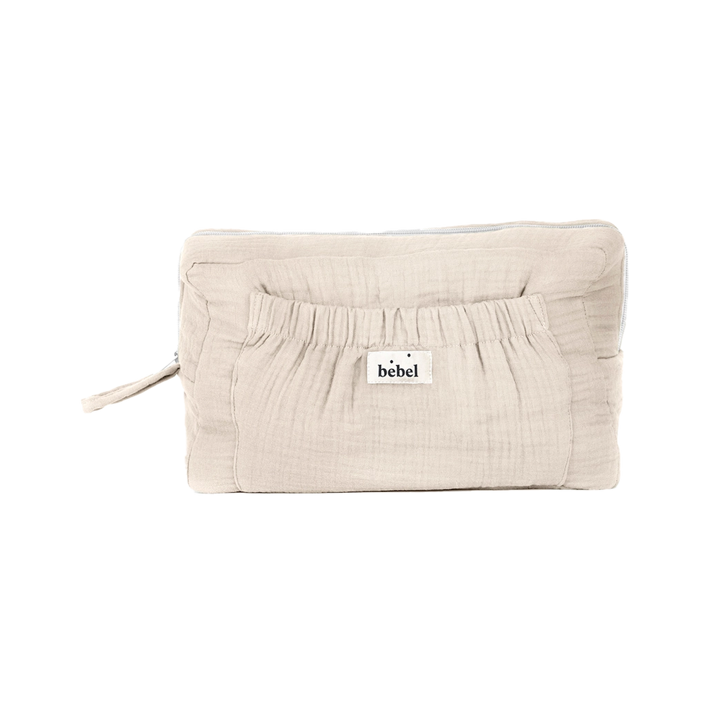Photo de la trousse de toilette couleur grège de la marque BEBEL