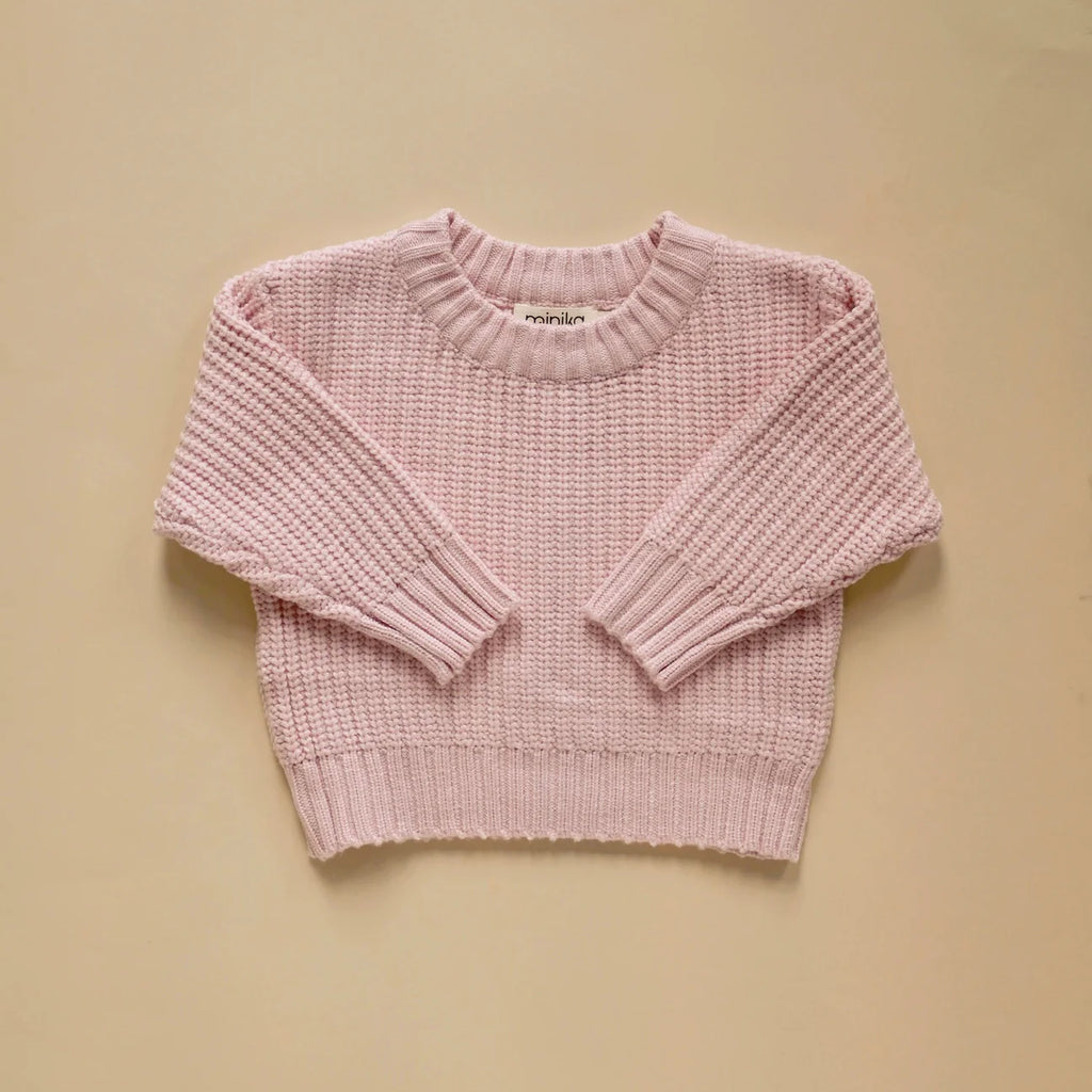 Joli chandail en tricot doux et chaud couleur blush pour vos minis