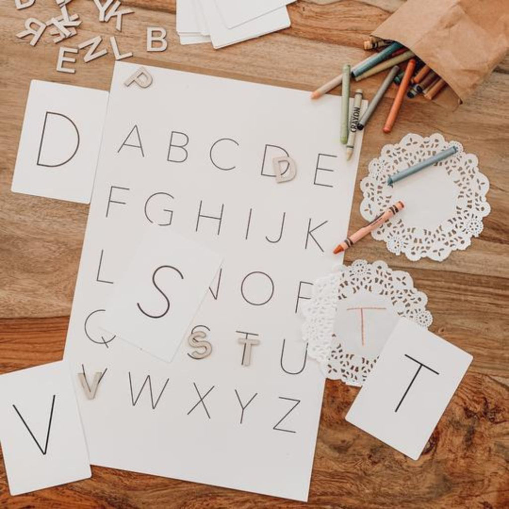 PastelLudique - Cartes de l'alphabet éducative format majuscule pour apprendre à votre enfant à connaître les lettres